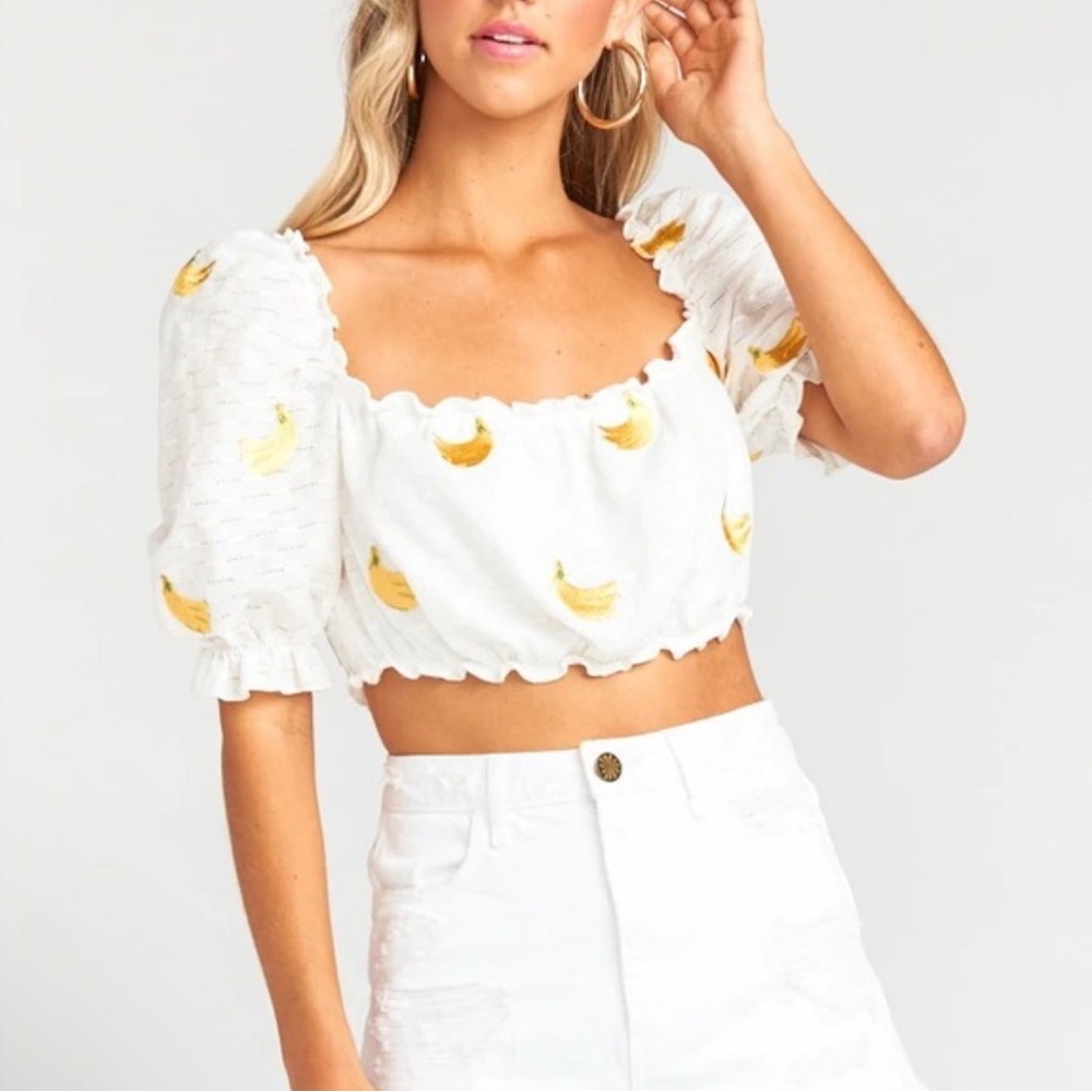 Show Me Your MuMu Embroidered Cropped White Blouse - Picture 3 of 3